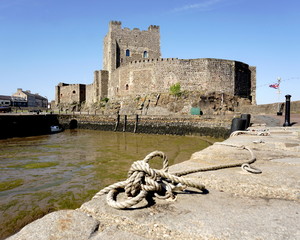 Carrickfergus Castle. A 12th century Norman Irish castle situated on the shore of Belfast Lough in...