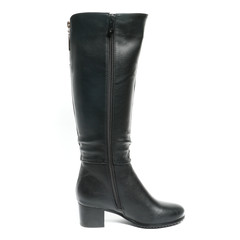 Women's demi-season high boots isolated on white background