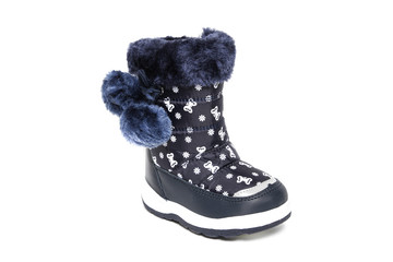 Winter boot's shoe for kid on white background