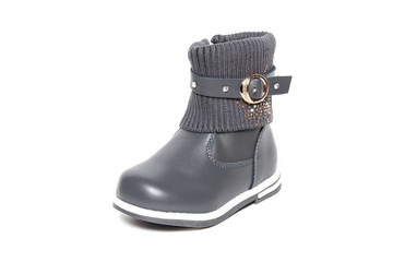 Winter boot's shoe for kid on white background
