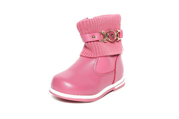 Winter boot's shoe for kid on white background