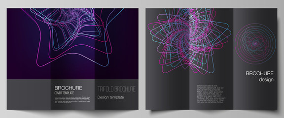 Vector layouts of modern creative covers design templates for trifold brochure or flyer. Random chaotic lines that creat real shapes. Chaos pattern, abstract texture. Order vs chaos concept.