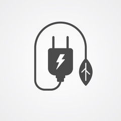 Plug with leaf vector icon sign symbol