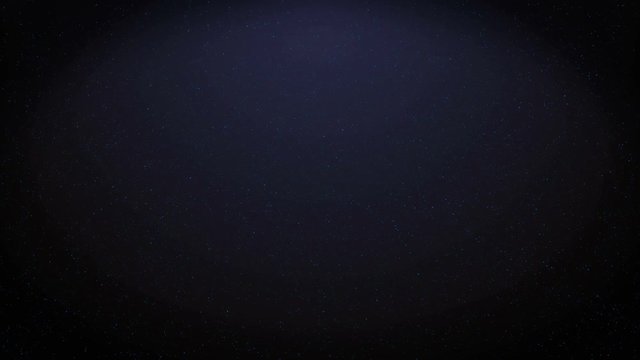 Little particles of dust, stardust or micro parts flying and moving on the dark blue background.