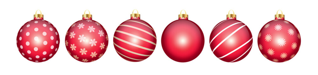 Christmas balls isolated on white background, closeup. Christmas banner.