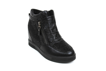 Women's demi-season shoes leather isolated on white background