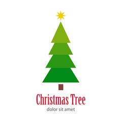 Logotipo Christmas Tree con árbol abstracto varias ramas tonos verdes