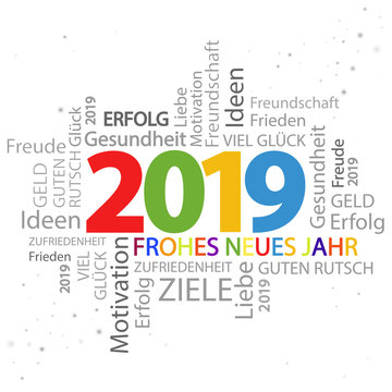 word cloud with new year 2019 greetings