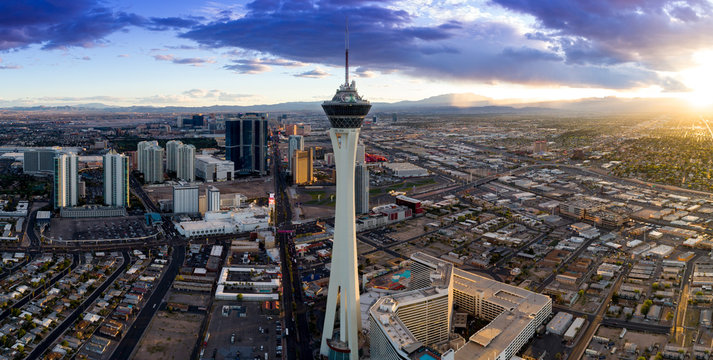 The Stratosphere overlooking the Las Vegas strip