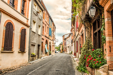 Fototapeta na wymiar Main street of Saint Ybars village. Middi Pyrenees . France.