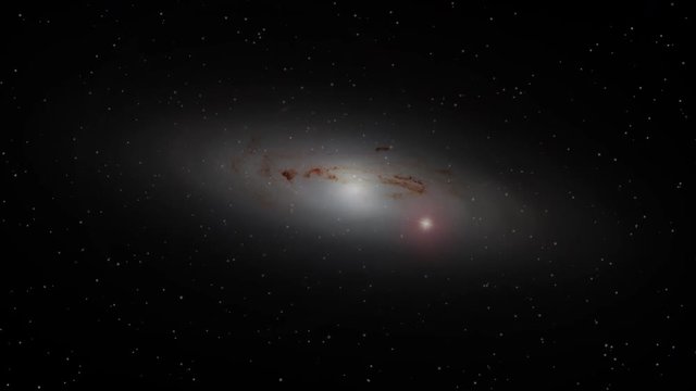 Lenticular galaxy cosmic haze and dust rotating in outer space, red supernova burst. Contains public domain image by NASA