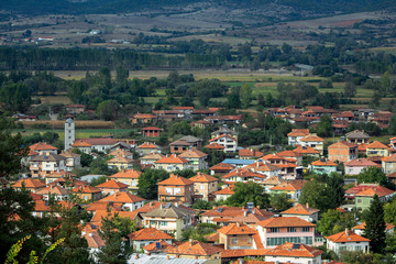 Fototapeta na wymiar A view of the village of Hadjidimovo, Bulgaria.