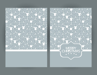 Merry Christmas  greetings card with Christmas symbols and hand drawn elements.