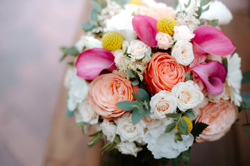 Beautiful white wedding bouquet