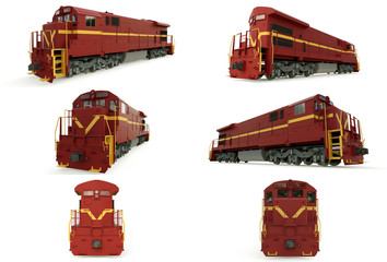 Modern diesel railway locomotive with great power and strength for moving long and heavy railroad train. 3d rendering. © whitecityrecords