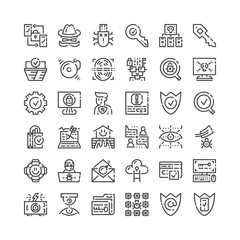 7264240 Simple set of cyber security icons. Premium protrct symbol collection. Vector illustration. Line guard pictogram pack.