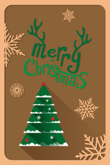 Merry Christmas card with christmas tree.