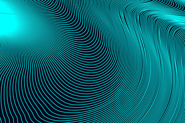 Abstract Dark Turquoise Geometric Pattern with Waves. Striped Spiral Texture. Raster Illustration