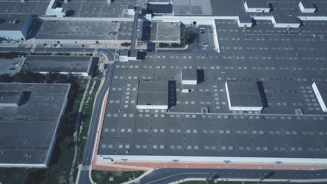 Aerial view of a big industrial complex roof