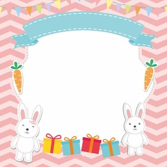 Cute Rabbit Frame Vector 