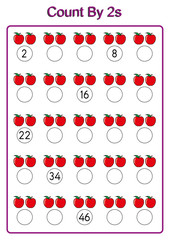 count by twos practice worksheet, write the missing numbers, two counting activities,