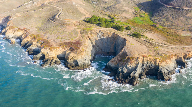 Aerial View of Scenic Coastline in Marin, Northern California