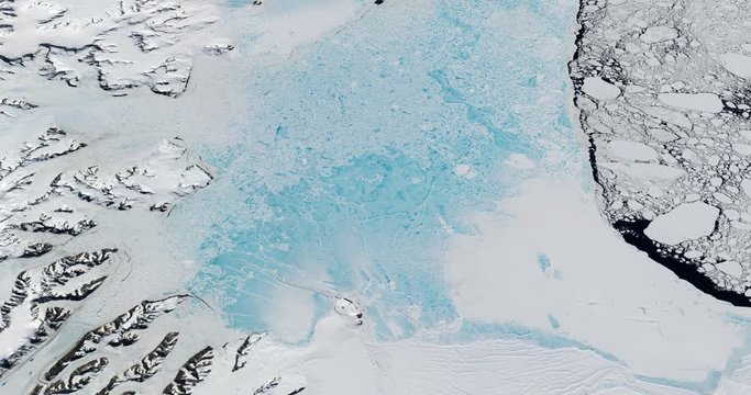 Very high-altitude circular tracking shot of Larsen Ice Shelf, Antarctica . Reversible, seamless loop. Elements of this image furnished by NASA