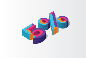 Obraz premium Isometric 5% percent off, 3D sale background, colorfull polygonal triangle object. Eps10 Vector.