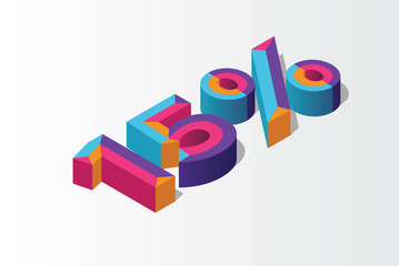 Isometric 15% percent off, 3D sale background, colorfull polygonal triangle object. Eps10 Vector.