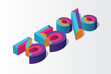 Isometric 35% percent off, 3D sale background, colorfull polygonal triangle object. Eps10 Vector.