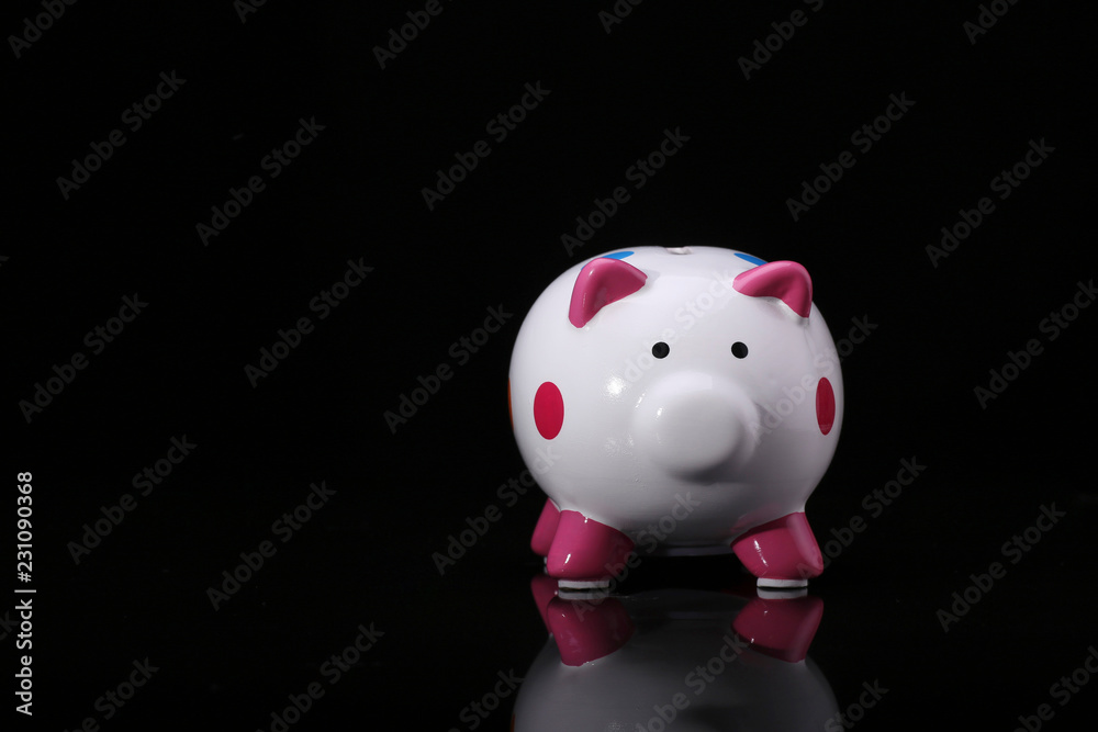 Wall mural Piggy bank isolated on color background,