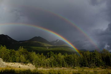 Fototapeta na wymiar double rainbow
