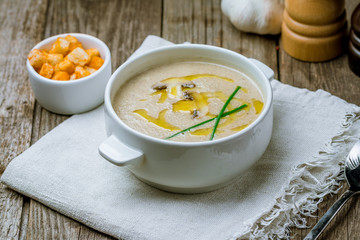 Cream soup of mushrooms