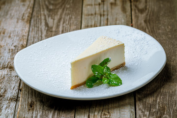Cheesecake classic on white plate