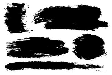 Fototapeta premium Vector set of hand drawn brush strokes, stains for backdrops. Monochrome design elements set. One color monochrome artistic hand drawn backgrounds.
