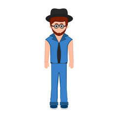 Isolated hipster cartoon character. Vector illustration design