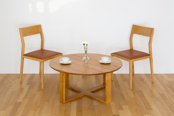 a round table and chair