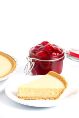 Classic Plain No Bake Cheesecake in a Graham Cracker Crust and Cherries