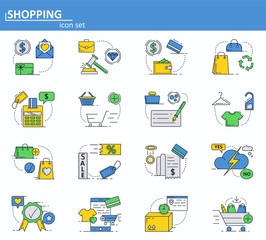 Vector set of Online shopping and digital payments icons in thin line style. Website UI and mobile web app icon. Outline design illustration.