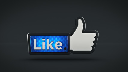 thumb up, i like it glossy icon. 3d rendering
