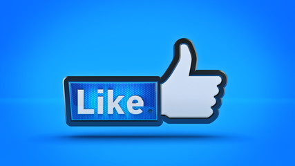 thumb up, i like it glossy icon. 3d rendering