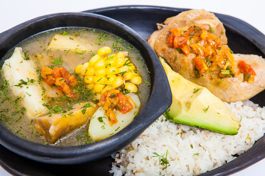 Traditional Colombian soup from the region of Valle del Cauca called sancocho
