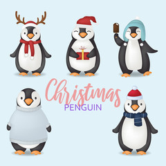 Christmas penguin characters