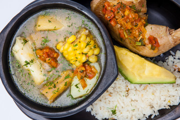 Traditional Colombian soup from the region of Valle del Cauca called sancocho