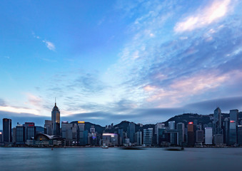 Hong Kong Victoria Harbour view with sunset