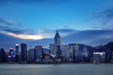 Hong Kong Victoria Harbour view with sunset