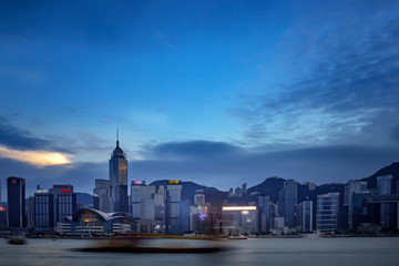 Fototapeta na wymiar Hong Kong Victoria Harbour view with sunset