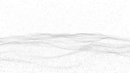 Small tiny particles of dust spinning and moving shaping waves on the white backgroung texture.
