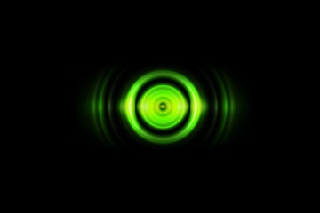 Abstract green spiral effect with sound waves oscillating, technology background