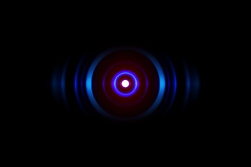 Abstract light blue spiral effect with sound waves oscillating, technology background